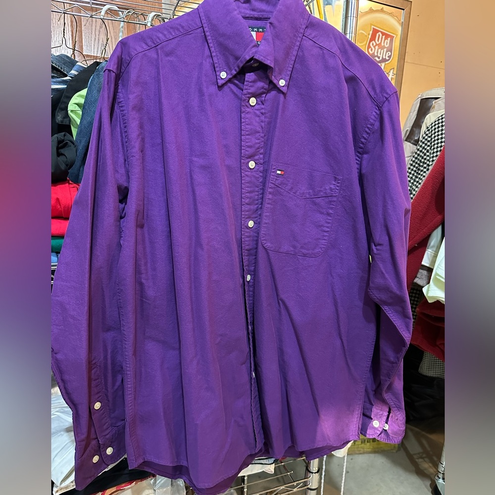 Tommy Hilfiger Button Down Purple Shirt Size Small